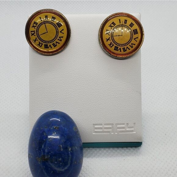 Vintage Steampunk Clock Face Earrings - Picture 2 of 3